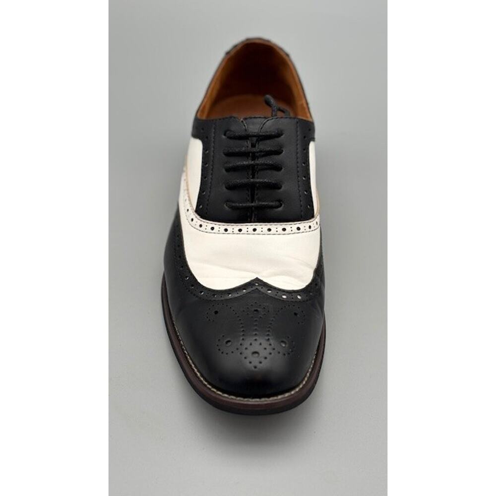 Mens sz. 8 Ferro Aldo Arthur Wingtip Oxford Black White Dress Shoes No Box - Picture 9 of 16